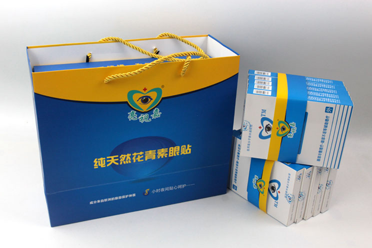 哪里可以做禮盒包裝？護(hù)眼神器亮視嘉護(hù)眼貼禮盒包裝+手提袋套裝出自長沙印刷廠